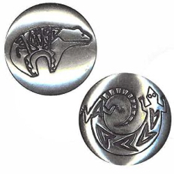 3-1 Button Covers - Native American White Metal (1")