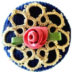 5-3 Woven Cover (1-5/8") Tatting & Ribbon Worked 5-3 Woven Cover (1-5/8") Tatting & Ribbon Worked
