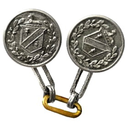 6-1.1 Non-separable - Linked-buttons - White metal with one brass link, BM "J R Gaunt & Son. Inc. New York" (7/8")
