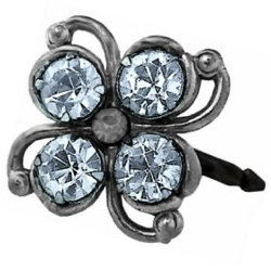 6-1.1 Non-separable - Telescoping - White metal with rhinestones OME (1-1/8")
