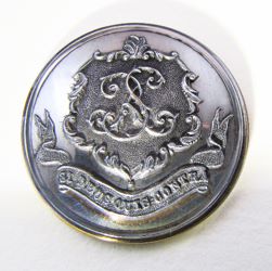 25-5.1.3 Lozenges - Widow of Royal Bloodline (family motto on banner) - monogram - unusual lozenge shape - silver-plated copper - 1" 25-5.1.3 Lozenges - Widow of Royal Bloodline (family motto on banner) - monogram - unusual lozenge shape - silver-plated copper - 1"
