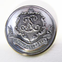 25-5.1.3 Lozenges - Widow of Royal Bloodline (family motto on banner) - monogram - unusual lozenge shape - silver-plated copper - 1"