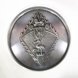 25-5.1.3 Lozenges - Widow Heiress of a Gentleman (Escutcheon of Pretense, heater-shaped shield) - three sections in the lozenge - silver-plated copper - 1" 25-5.1.3 Lozenges - Widow Heiress of a Gentleman (Escutcheon of Pretense, heater-shaped shield) - three sections in the lozenge - silver-plated copper - 1"