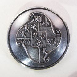 25-5.1.3 Lozenges - Widow of a Baronet (Hand of Ulster) - quartered lozenge with an Escutcheon of Pretense - curved shape - silver-plated copper - 1" 25-5.1.3 Lozenges - Widow of a Baronet (Hand of Ulster) - quartered lozenge with an Escutcheon of Pretense - curved shape - silver-plated copper - 1"