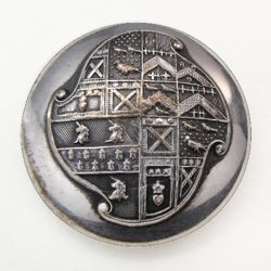 25-5.1.3 Lozenges - Quartering Brought In (quartered + one quarter quartered lozenge) - Widow Heiress dies so children inherit her arms - 2-piece silver-plated copper - 1 & 1/8" 25-5.1.3 Lozenges - Quartering Brought In (quartered + one quarter quartered lozenge) - Widow Heiress dies so children inherit her arms - 2-piece silver-plated copper - 1 & 1/8"