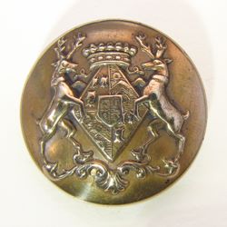 25-5.1.3 Lozenges - Widow Heiress of a Peer (Escutcheon of Pretense + supporters + Viscount Coronet of Rank) - 2-piece gilded brass - 1 & 1/16" 25-5.1.3 Lozenges - Widow Heiress of a Peer (Escutcheon of Pretense + supporters + Viscount Coronet of Rank) - 2-piece gilded brass - 1 & 1/16"
