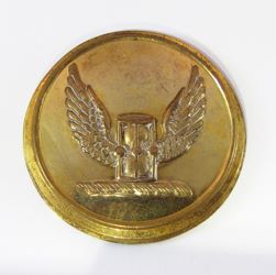 25-5.2.2.2 Objects (corresponds to Sec. 18 - Unlisted) - Hourglass and wings surmounting a torse (2 objects) - Rebus: signifies time passing - gilded brass - 1" 25-5.2.2.2 Objects (corresponds to Sec. 18 - Unlisted) - Hourglass and wings surmounting a torse (2 objects) - Rebus: signifies time passing - gilded brass - 1"