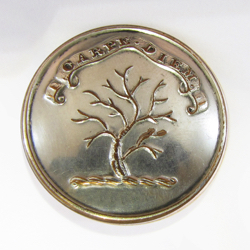 25-5.2.2.3 Plants (corresponds to Sec. 19 - Trees) - Leafless tree in winter surmounting a torse with family motto on a banner - silver-plated copper - 1"