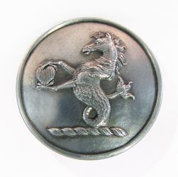 25-5.2.2.4 Other pictorials (corresponds to Sec. 20 - Fabulous creatures) - Hippocampus ("seahorse") surmounting a torse - silver-plated copper - 1" 25-5.2.2.4 Other pictorials (corresponds to Sec. 20 - Fabulous creatures) - Hippocampus ("seahorse") surmounting a torse - silver-plated copper - 1"