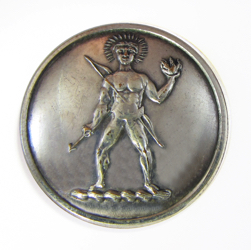 25-5.2.2.4 Other pictorials (corresponds to Sec. 20 - Mythological) - Vulcan (God of Fire) surmounting a torse - silver-plated copper - 1"