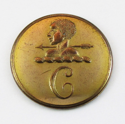 25-5.2.3.3 Initials, monograms with a crest - Single Initial (below the crest) - gilded brass - 1"