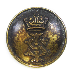 25-5.3.1 Crowns/coronets (by themselves, or with initials or monograms,
no crest present). - Rare Royal Crown of Sultan Ibrahim of Johor with a monogram ( Cypher ) - gilded brasœs with a mourning finish - 1"
