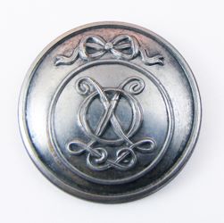 25-5.3.2 Initials, monograms (by themselves, no crest present) - Monogram of two initials with a lovers knot - silver-plated copper  - 1"