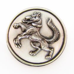 25-5.3.3 Unlisted, badges, bishop’s mitre, without design, etc. (by themselves, no crest or achievement shield present) - Badge - Wolf with bloody paw - silver-plated copper - 1" 25-5.3.3 Unlisted, badges, bishop’s mitre, without design, etc. (by themselves, no crest or achievement shield present) - Badge - Wolf with bloody paw - silver-plated copper - 1"