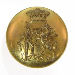 25-5.3.3 Unlisted, badges, bishop’s mitre, without design, etc. (by themselves, no crest or achievement shield present) - Badge - Soldier and horse atop a floral design with a Baron's Coronet of Rank - 2-piece gilded brass - 1" 25-5.3.3 Unlisted, badges, bishop’s mitre, without design, etc. (by themselves, no crest or achievement shield present) - Badge - Soldier and horse atop a floral design with a Baron's Coronet of Rank - 2-piece gilded brass - 1"