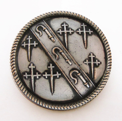 25-5.3.3 Unlisted, badges, bishop’s mitre, without design, etc. (by themselves, no crest or achievement shield present) - Ecclesiastic/Achievments - Cross crosslets & crosiers - silver-plated copper - 1"